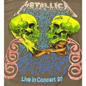 Metallica Live in Concert 92 Skull Graphic T Shirt L/XL Official Band Tee NWOT